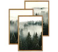 UPWOIGH Grand art mural encadré, lot de 3 impressions de forêt brumeuse, 40 x 60 cm, toile de coton naturel, triptyque de forêt brumeuse, décoration moderne pour salon, chambre à coucher, bureau