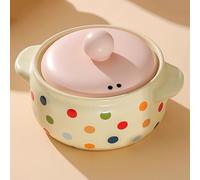 UPWONEC Cocotte À Pois Mignonne, Marmite À Ragoût En Spodumène, Cuisson À Haute Température, Marmite Avec Trous D'aération, Adaptée À La Cuisson De La Bouillie, Du Riz, Du Ragoût,3.5l