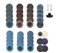UPWOOD 44Pcs Roll Lock 2 pouces Disques De Poncement, Disque À Changement Rapide avec Support De 1/4 Pouce Pour Meuleuse De Ponçage Disque De Bande De Surface Grind Polonais Bavure Peinture Enlèvement