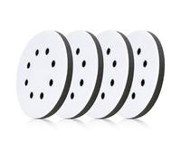 UPWOOD Tampons Interface Éponge Souple 5 Pouces 8 Trou, 4 Tampons par Pack, pour Le Polissage et Le Ponçage des Surfaces Courbées, Tampon de Remplacement Crochet et Boucle