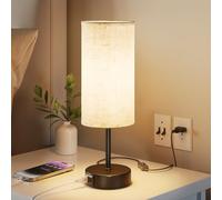 UPXNBOR Lampe de chevet avec fonction de charge via ports USB-A et USB-C - Lampe de lecture - Lampe de bureau - Lampe de chevet tactile à intensité variable - 3 niveaux de lumière chaude - Câble
