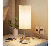 UPXNBOR Lampe de chevet avec fonction de charge via ports USB-A et USB-C - Lampe de lecture - Lampe de bureau - Lampe de chevet tactile à intensité variable - 3 niveaux de lumière chaude - Câble