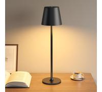 UPXNBOR Lampe de Chevet Sans Fil pour Chambre, Veilleuse Enfant & Adulte, Lampe LED de Décoration, 3 Niveaux de Luminosité Réglables, Corps Métallique Complet, Double Batterie, Rechargeable USB, Noir