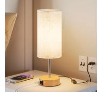 UPXNBOR Lampe de Chevet Tactile avec Ports de Charge USB-A et USB-C, Lampe de Bureau, Variateur 3 Niveaux, Abat-Jour en Tissu de Lin, Petite Lampe de Table, avec Câble de 1,5 m (Ampoule E27 Incluse)