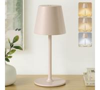 UPXNBOR Lampe de Chevet Tactile Sans Fil, Veilleuse Rechargeable pour l’Intérieur et l’Extérieur - 3 Températures de Couleur, Variation Continue, Corps en Métal, IP54, 2 Hauteurs, 5300 mAh, Beige Rosé