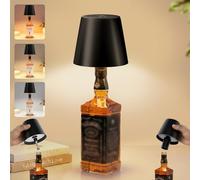 UPXNBOR Lampe LED en bouteille - Lampe de table sans fil pour l'intérieur et l'extérieur - 3 couleurs de lumière - Intensité variable tactile en continu - Étanche IP54 - Boîtier entièrement en métal