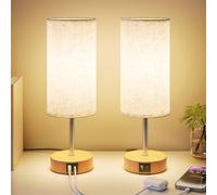 UPXNBOR Lampes de Chevet Tactiles Lot de 2 avec Ports de Charge USB-A et USB-C, Lampe de Bureau, Variateur 3 Niveaux, Abat-Jour en Tissu de Lin, avec Câble de 1,5 m (Ampoule E27 Incluse)