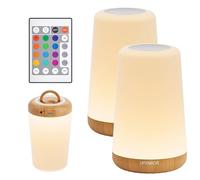 UPXNBOR Lot de 2 lampes de chevet LED avec télécommande, intensité variable, 13 couleurs RVB et 4 modes, lampe de table sans fil avec minuterie et crochet, rechargeable par USB, veilleuse portable