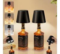 UPXNBOR Lot de 2 lampes LED en bouteille - Lampe de table sans fil pour l'intérieur et l'extérieur - 3 couleurs de lumière - Intensité variable tactile en continu - Étanchéité IP54 - Boîtier