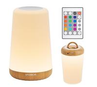 UPXNBOR Veilleuse, lampe de chevet tactile LED avec télécommande, lumière à intensité variable, 13 couleurs RVB et 5 niveaux de luminosité, minuterie, crochet, rechargeable par USB, lampe portable