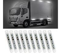 UPXSXT Lot de 10 feux de position latéraux stroboscopiques, 8 LED 12-24V Feux Flash Voyant d'Alarme pour camion, remorque, camping-car, camionnette, tracteur, SUV, bateau (blanc)