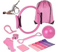 UPYOLUSCC Ensemble d'accessoires de Pilates 13 pièces pour la maison - Kit essentiel de Pilates pour la maison - Kit essentiel de Pilates pour femme - Avec balle de yoga, anneau de yoga, accessoire de
