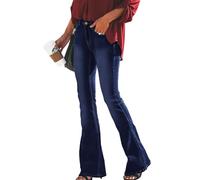 UqAbs Jean Évasé pour Femme Coupe Bootcut Taille Haute Stretch Classique Rétro Taille Élastique Flare Pantalon en Denim Bootcut Curvy (Couleur : Dark Blue, Size : XXL)