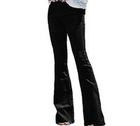 UqAbs Jean Évasé pour Femme Coupe Bootcut Taille Haute Stretch Classique Rétro Taille Élastique Flare Pantalon en Denim Bootcut Curvy (Couleur : Black, Size : L)
