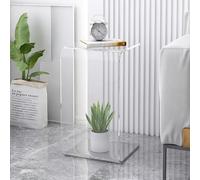 UQACHG Table D'Appoint en Acrylique, Petite Table D'Appoint Transparente en Forme De U, Polyvalente, pour Petits Espaces, Salon, Chambre, Balcon,Clear-H-65CM/25.5IN
