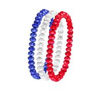 Uqezagpa 1 ensemble de chaîne tendance à perles rouge, blanc, bleu, 4 juillet, pour un usage quotidien ou un événement spécial, patriotique, empilable, élégant, rouge, blanc, bleu