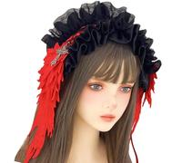 Uqezagpa Accessoire Cheveux Gothique Dentelle Douce Croix Métal Décoration Gothique Dentelle Bandeau Cheveux Punk