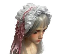 Uqezagpa Accessoire Cheveux Gothique Dentelle Douce Croix Métal Décoration Gothique Dentelle Bandeau Cheveux Punk