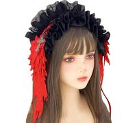 Uqezagpa Accessoire Cheveux Gothique Dentelle Douce Croix Métal Décoration Gothique Dentelle Bandeau Cheveux Punk