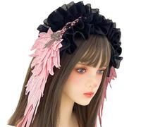Uqezagpa Accessoire Cheveux Gothique Dentelle Douce Croix Métal Décoration Gothique Dentelle Bandeau Cheveux Punk