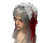 Uqezagpa Accessoire Cheveux Gothique Dentelle Douce Croix Métal Décoration Gothique Dentelle Bandeau Cheveux Punk
