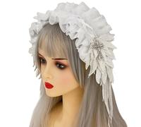 Uqezagpa Accessoire Cheveux Gothique Dentelle Douce Croix Métal Décoration Gothique Dentelle Bandeau Cheveux Punk