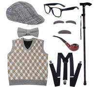 Uqezagpa Accessoires de costume de vieil homme pour grand-père pour garçons, enfants, garçons, grand-mère, cosplay, vieux