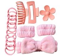Uqezagpa Accessoires de soins de la peau pour le maquillage, la douche, le sport, un bandeau unique avec nœud et des bracelets, pince à cheveux