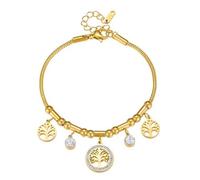 Uqezagpa Arbre de vie en acier avec accents de diamants - Design réglable - Cadeau pour femme - Bijoux symboliques en acier