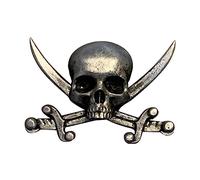 Uqezagpa Badge gothique en forme de tête de mort - Épinglette vintage - Épées à croisement - Pour vêtements, 3.51x2.34in, Métal