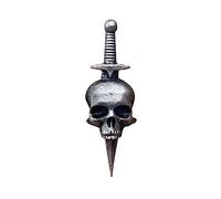 Uqezagpa Badge gothique en forme de tête de mort - Épinglette vintage - Épées à croisement - Pour vêtements, 2.34x1.56in, Métal