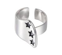 Uqezagpa Bague large pour femme avec étoile gravée - Taille réglable - Accessoire tendance pour femme
