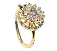 Uqezagpa Bague rotative en oxyde de zirconium pour soulager le stress et soulager le tournesol, taille unique, Comme décrit, Comme décrit.