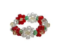 Uqezagpa Bagues élégantes en perles avec élastique pour s'adapter aux tailles de doigts polyvalentes Fleur sophistiquée Idéal pour une tenue décontractée, One Size, Comme décrit, Comme décrit.
