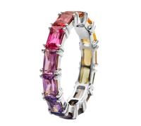 Uqezagpa Bagues multicolores tendance en oxyde de zirconium - Bijoux délicats en cuivre tendance - Parfait pour un usage quotidien, Silver, Comme décrit, Comme décrit.