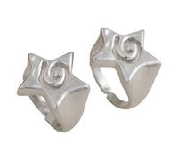 Uqezagpa Bagues tendance en forme d'étoile avec pentacle moderne pour porter au quotidien, pour les rendez-vous et les fêtes en alliage, Silver, Comme décrit, Comme décrit.