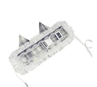 Uqezagpa Bandeau à cheveux avec longues oreilles en dentelle à carreaux pour déguisement des années 2000 - Accessoire de cosplay - Coiffe à carreaux