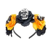 Uqezagpa Bandeau délicat à LED en forme de fleur et tête de mort, bandeau fin en forme de fleur pour filles, bandeaux d'Halloween pour femmes, bandeaux pour adultes