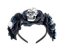 Uqezagpa Bandeau lumineux LED en forme de fleur et de crâne pour femme - Pour fête d'Halloween - Bandeau à cheveux pour femme prenant une photo - Accessoires pour cheveux - Tête de mort LED
