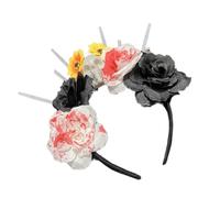 Uqezagpa Bandeaux d'Halloween mexicains couronnes de fleurs bandeau Mardi Gras Coiffe Cosplay Couvre-chef Jour des morts Couvre-chef mexicains Couronne de fleurs Jour des morts Mardi Gras Coiffe