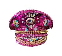 Uqezagpa Bejeweled Chapeau de capitaine en cristal lourd surprise pour fille garçon mariée pour carnavals, festival de musique