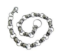 Uqezagpa Biker-Decor Chaîne de portefeuille avec fermeture à crochet Motif tête de mort Style hip-hop Pour homme