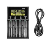 Uqezagpa Boîte de chargement intelligente à 4 baies avec fonction de décharge, écran LCD, contrôle tactile pour batteries 18650 26650 2 A 3 A, boîte de chargement intelligente avec écran LCD