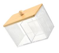 Uqezagpa Boîte de rangement en bois robuste avec couvercle Qtip pratique pour la salle de bain, les cotons-tiges, les tampons et les élastiques à cheveux