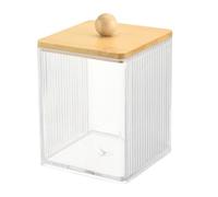 Uqezagpa Boîte de rangement en bois robuste avec couvercle Qtip pratique pour la salle de bain, les cotons-tiges, les tampons et les élastiques à cheveux