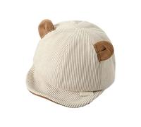 Uqezagpa Bonnet en velours côtelé pour bébé avec adorable motif ours pour tous les jours et occasions spéciales Accessoires pour bébé, beige, Taille unique