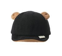 Uqezagpa Bonnet en velours côtelé pour bébé avec adorable motif ours pour tous les jours et occasions spéciales Accessoires pour bébé, Noir , Taille unique