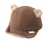 Uqezagpa Bonnet en velours côtelé pour bébé avec adorable motif ours pour tous les jours et occasions spéciales Accessoires pour bébé, Couleur café., Taille unique