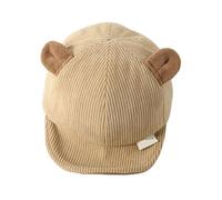 Uqezagpa Bonnet en velours côtelé pour bébé avec adorable motif ours pour tous les jours et occasions spéciales Accessoires pour bébé, kaki, Taille unique