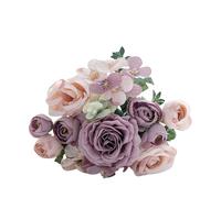 Uqezagpa Bouquet de roses artificielles à 7 tiges - Élégant bouquet de roses artificielles - Décoration de table de mariage - Accessoire de photographie